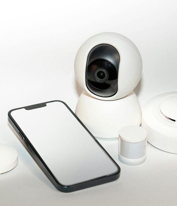 Smart home security system with cameras and motion sensors